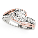 14k White And Rose Gold Bypass Shank Diamond Engagement Ring (1 1/8 cttw) - Apalipapa