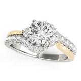 14k White And Yellow Gold Round Bypass Diamond Engagement Ring (1 1/2 cttw) - Apalipapa