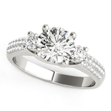 14k White Gold 3 Stone Pave Set Band Diamond Engagement Ring (1 7/8 cttw) - Apalipapa