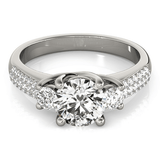 14k White Gold 3 Stone Pave Set Band Diamond Engagement Ring (1 7/8 cttw) - Apalipapa