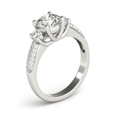 14k White Gold 3 Stone Pave Set Band Diamond Engagement Ring (1 7/8 cttw) - Apalipapa