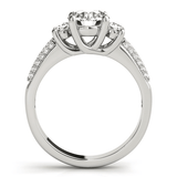 14k White Gold 3 Stone Pave Set Band Diamond Engagement Ring (1 7/8 cttw) - Apalipapa