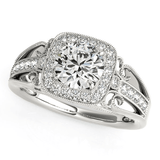 14k White Gold Baroque Shank Style Cut Diamond Engagement Ring (1 1/4 cttw) - Apalipapa