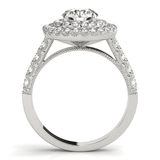 14k White Gold Diamond Engagement Ring with Double Pave Halo (2 5/8 cttw) - Apalipapa