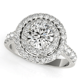 14k White Gold Diamond Engagement Ring with Double Pave Halo (2 5/8 cttw) - Apalipapa