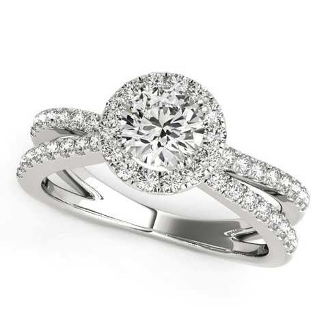 14k White Gold Diamond Engagement Ring with Split Shank Design (1 1/2 cttw) - Apalipapa