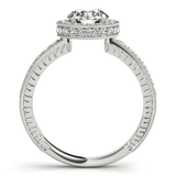 14k White Gold Milgrain Border Diamond Pave Engagement Ring (1 1/2 cttw) - Apalipapa