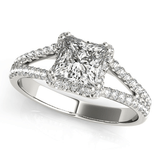 14k White Gold Princes Cut Halo Split Shank Diamond Engagement Ring (2 cttw) - Apalipapa