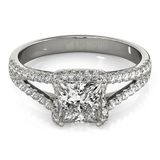 14k White Gold Princes Cut Halo Split Shank Diamond Engagement Ring (2 cttw) - Apalipapa