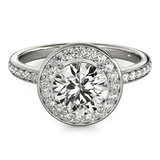 14k White Gold Round Halo Diamond Engagement Ring (1 1/2 cttw) - Apalipapa