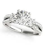 14k White Gold Split Shank 3 Stone Round Diamond Engagement Ring (2 cttw) - Apalipapa