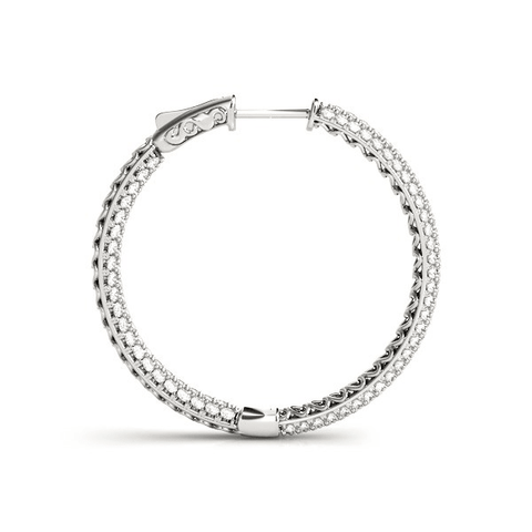 14k White Gold Two Row Pave Set Diamond Hoop Earrings (7 cttw) - Apalipapa