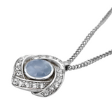 Controse Silver Plated Center Cat's Eye Gem Necklace