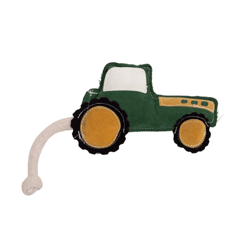 Country Living Green Tractor Vegan Leather Dog Chew Toy - Apalipapa