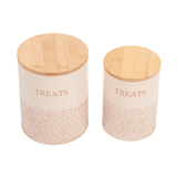 Country Living White Swan Dog Treat Containers - Set of 2 Carbon Steel Jars with Bamboo Lids - Stylish Storage for Your Furry Friend's Treats - Apalipapa