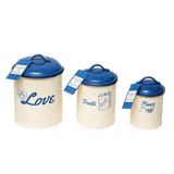 Country Living Set of 3 French Blue & Cream Pet Treat Storage Canisters - Apalipapa