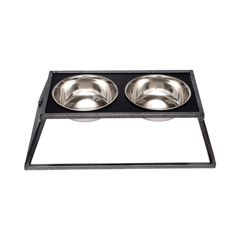 Country Living Elevated Dog Feeder - Galvanized Black Modern Design (2 Bowls - 24 oz each) - Apalipapa