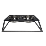 Country Living Elevated Dog Feeder - Galvanized Black Modern Design (2 Bowls - 24 oz each) - Apalipapa