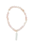 Faceted Rose Quartz Bracelet with White Titanium Quartz in Gold