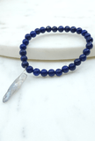 Lapis Lazuli Bracelet with Grey Titanium Quartz Crystal - Apalipapa