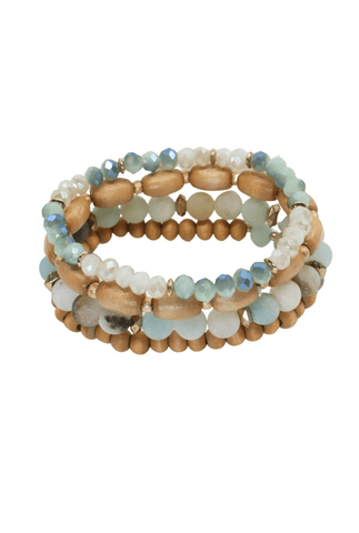 Wood and Soapstone Bracelet Set of 4 - Apalipapa