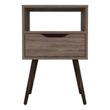 Nightstand Fugaz, Open Shelf, Single Drawer, Dark Walnut Finish - Apalipapa