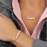 Miss Lovely Pearls Bar Necklace And Bracelet Set - Apalipapa