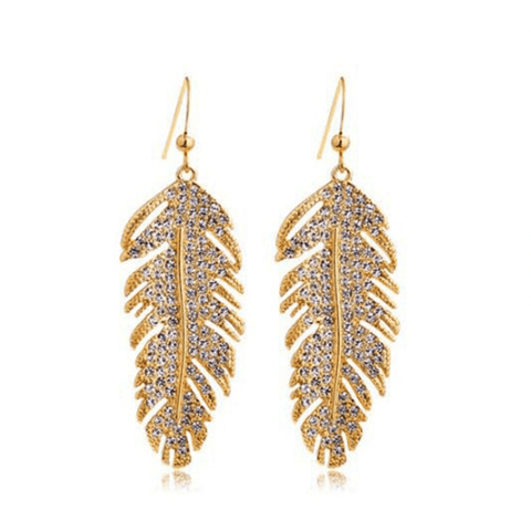 Divine Earrings With Diamonds And Feathers - Apalipapa