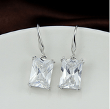 Royalty Earrings Emerald Cut Big Solitaires On Hooks - Apalipapa