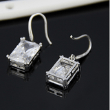 Royalty Earrings Emerald Cut Big Solitaires On Hooks - Apalipapa