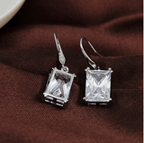 Royalty Earrings Emerald Cut Big Solitaires On Hooks - Apalipapa