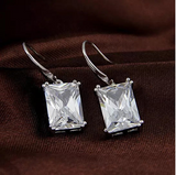 Royalty Earrings Emerald Cut Big Solitaires On Hooks