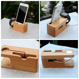 iPhone and iWatch Docking and Charging Station in Natural Wood - Apalipapa