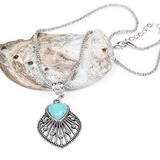 Peacock Heart Turquoise Token Of Love Pendant And Antique silver style Necklace - Apalipapa