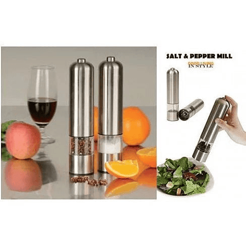 You and Me Salt or Pepper Mills With Electric Dispenser In Stainless Steel - Apalipapa