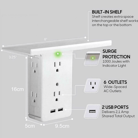 Executive Shelf Multi Charge Wall Outlet - Apalipapa