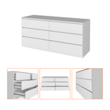 6 Drawer Double Dresser Tronx, Superior Top, White Finish - Apalipapa