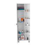 Corner Cabinet Womppi, Five Open Shelves, Single Door, White Finish - Apalipapa