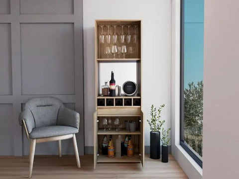 Dallas Bar Double Door Cabinet, Five Wine Cubbies, Two Shelves, Two Interior Shelves - Apalipapa