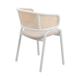 Dining Chair with White Powder Coated Steel Legs and Wicker Back, Set of 4 - Apalipapa