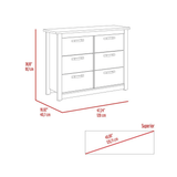 Galena Six Drawer Double Dresser, Four Legs, Metal Handle - Apalipapa