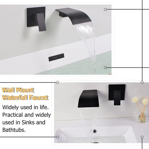 KAPHOME Matte Black Waterfall Faucet Wall Mount - Apalipapa