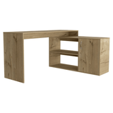 L-Shaped Desk Desti, Single Door Cabinet, Light Oak Finish - Apalipapa