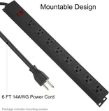 Metal 8 Outlet Mountable Power Strip - Apalipapa