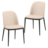 Mid-Century Modern Dining Side Chair with Leather Seat and Steel Frame Set of 2 - Apalipapa