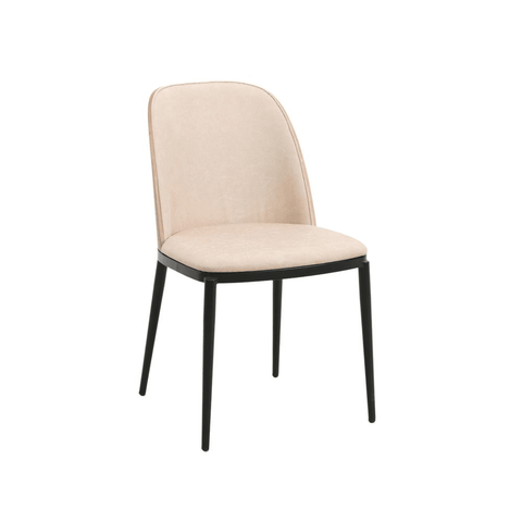 Mid-Century Modern Dining Side Chair with Leather Seat and Steel Frame Set of 2 - Apalipapa