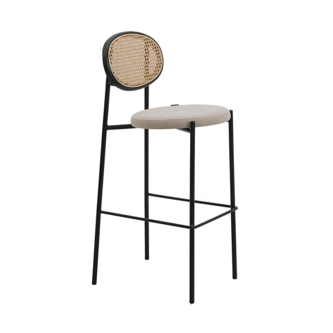 Modern Wicker Bar Stool With Black Steel Frame, Set of 2 - Apalipapa