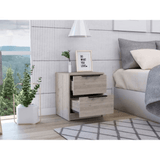 Nightstand Cervants, Two Drawers, Metal Handle, Light Gray Finish - Apalipapa