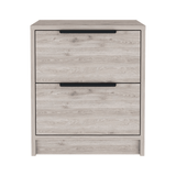 Nightstand Cervants, Two Drawers, Metal Handle, Light Gray Finish - Apalipapa