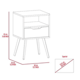 Nightstand Fugaz, Open Shelf, Single Drawer, Smokey Oak / White Finish - Apalipapa